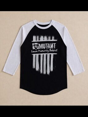 Y2K Mutant Muscle Wear Raglan Graphic Tee Black White Grunge Streetwear Shirt